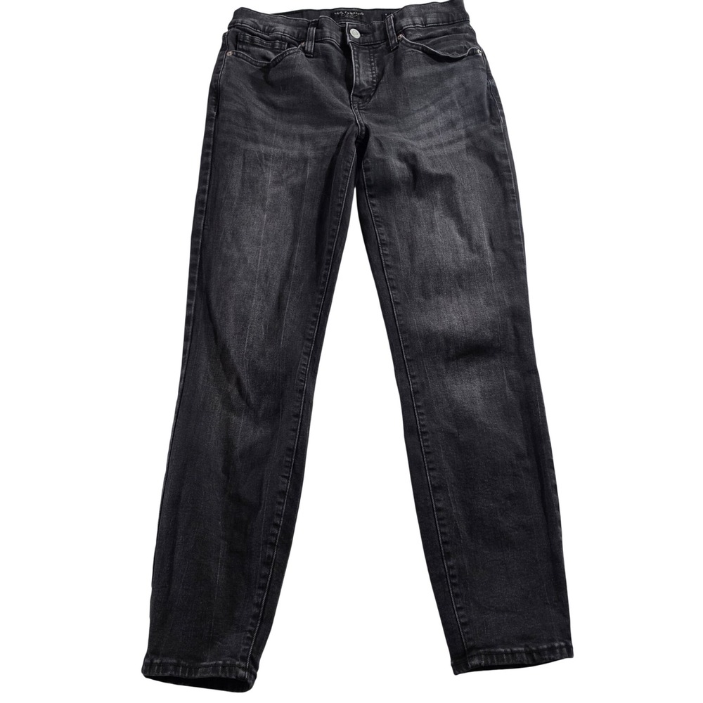 Lucky Brand Ava Mid Rise Skinny Jeans Black Faded Ankle Denim 6/28 14254